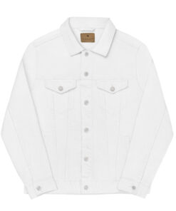 unisex denim jacket white front 622505d538af1