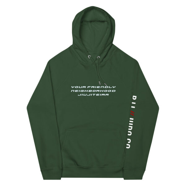 unisex eco raglan hoodie bottle green front 61f742bd5e08a
