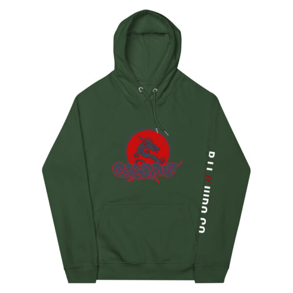 unisex eco raglan hoodie bottle green front 61f74a7271330