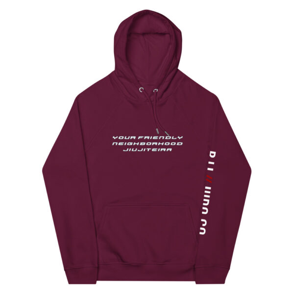 unisex eco raglan hoodie burgundy front 61f742bd5d971