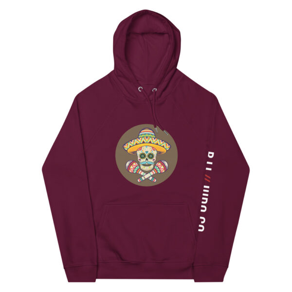 unisex eco raglan hoodie burgundy front 61f74ada02c5d