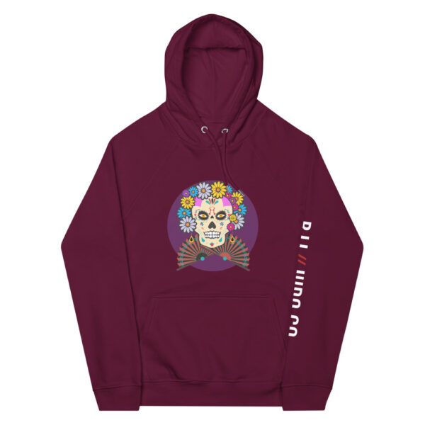 unisex eco raglan hoodie burgundy front 61f74b429a3fa
