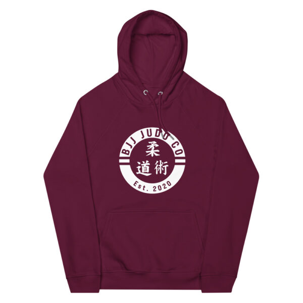 unisex eco raglan hoodie burgundy front 623773960201c