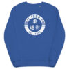 unisex organic sweatshirt royal blue front 62376afd57093
